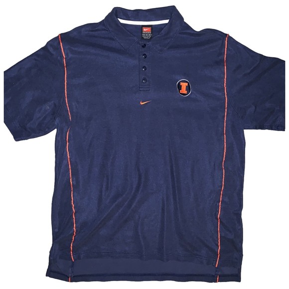 Vintage Nike Team Illinois Fighting Illini Polo Shirt Center Swoosh Mens Size XL - Picture 1 of 3